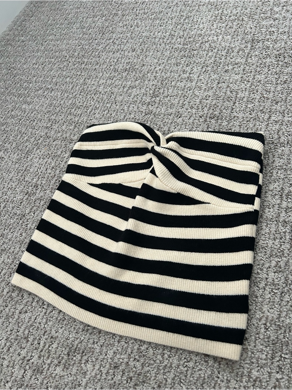 Striped Black and Cream Twist-Front Women’s Tube Top